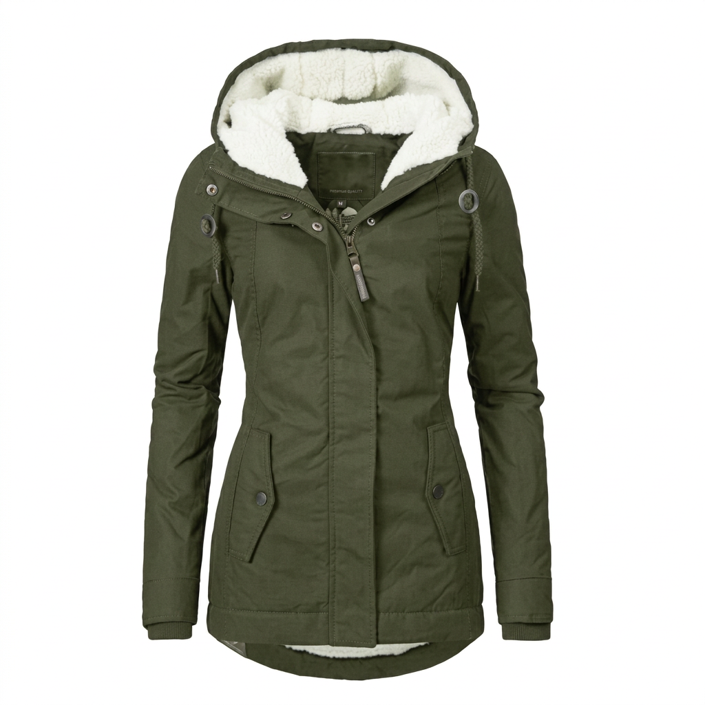 Jaqueta Parka Feminina Forrada com Lã para Inverno Glacier