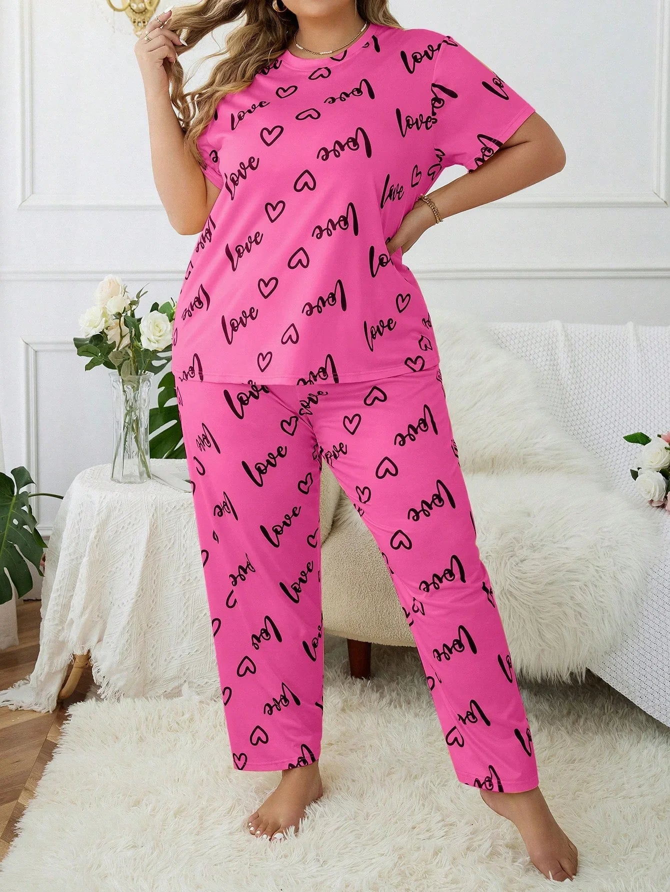 Pijama Plus Size Blusa e Calça Estampado Soltinho