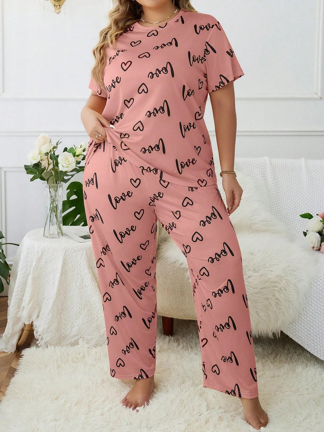Pijama Plus Size Blusa e Calça Estampado Soltinho