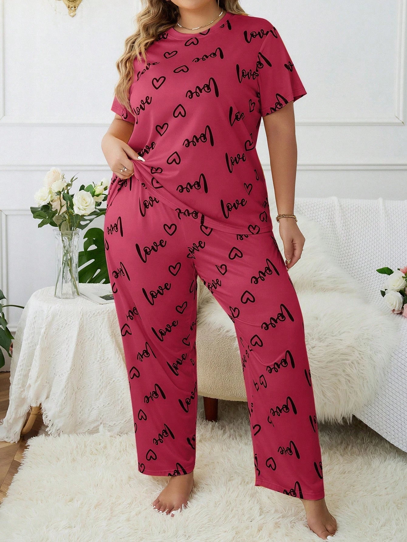 Pijama Plus Size Blusa e Calça Estampado Soltinho