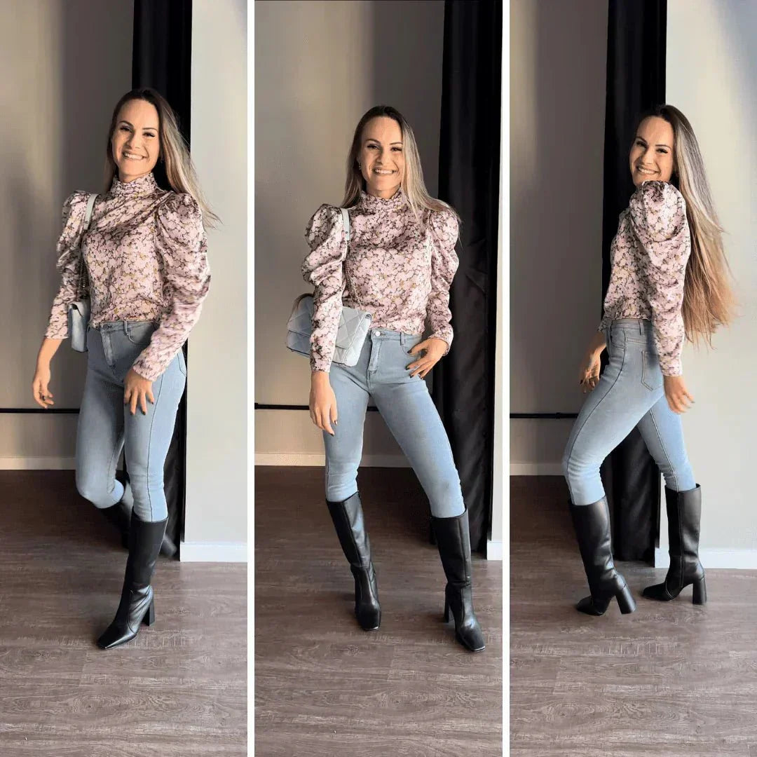 Calça Jeans Peluciada com Elastano + Meia Térmica Grátis